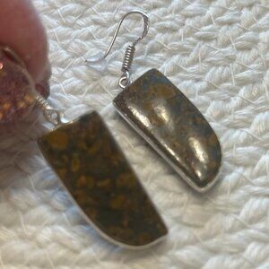 Natural FRUIT JASPER Handmade Sterling 925 Dangle Earrings #150E